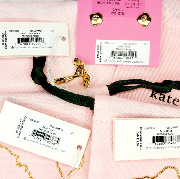 🎀 Kate Spade Precious pansy jewelry - complete - Picture 7 of 7